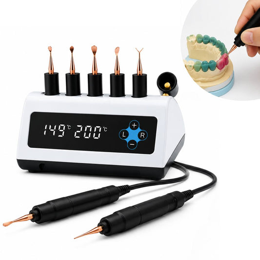 Encerador eléctrico dental PRO blanco con pantalla LED, cinco puntas y dos lápices térmicos — Madicaza