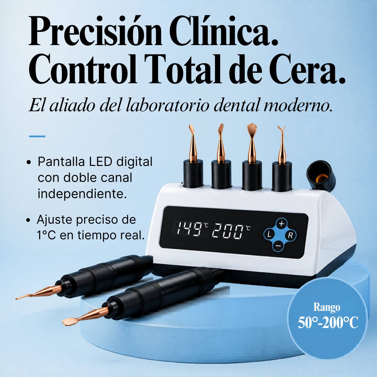 Encerador dental PRO con pantalla LED digital de doble canal y ajuste preciso de 1 °C