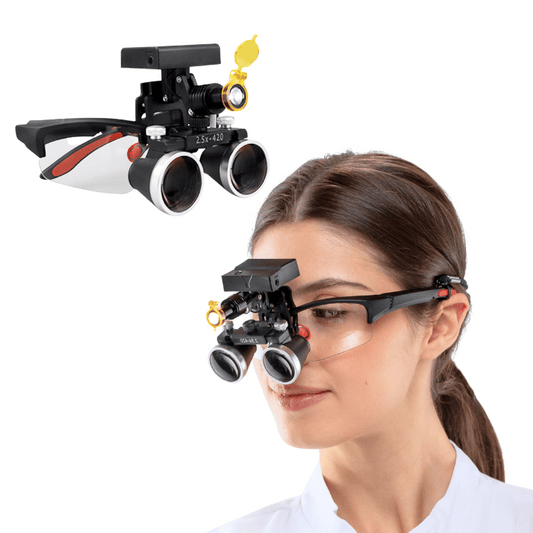 Lupa Dental con Lámpara X1 PRO con Lentes de 2,5x/3,5 s — vista frontal profesional