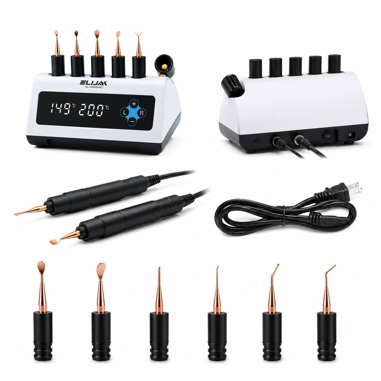 Kit completo del encerador dental PRO con dos lápices, cable USB y seis puntas intercambiables