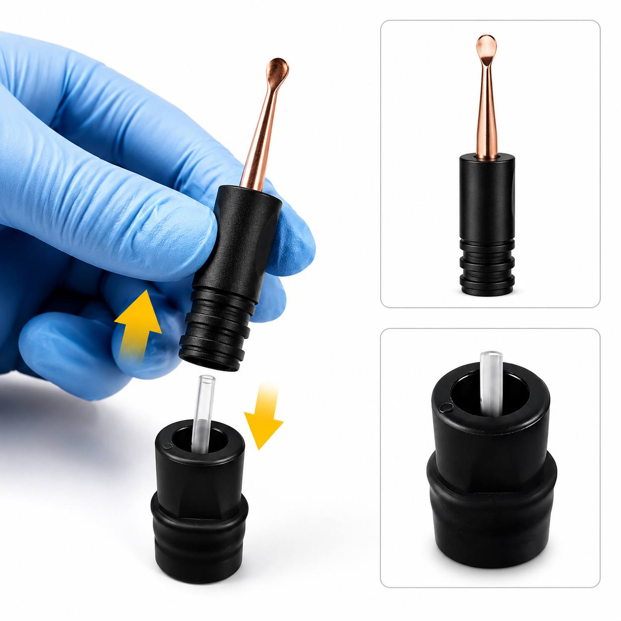 Cambio de punta del lápiz térmico del encerador dental PRO usando guante