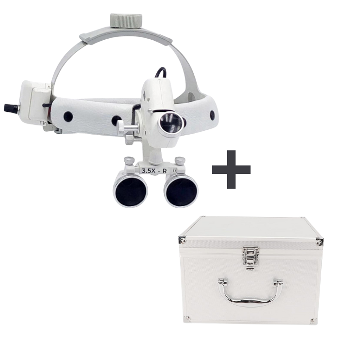 Lentes de Cirujano con Lámpara Pro Vision Profesional usado por odontólogo en clínica