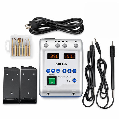 Kit completo del encerador dental con cable, seis puntas, dos lápices térmicos y bases metálicas