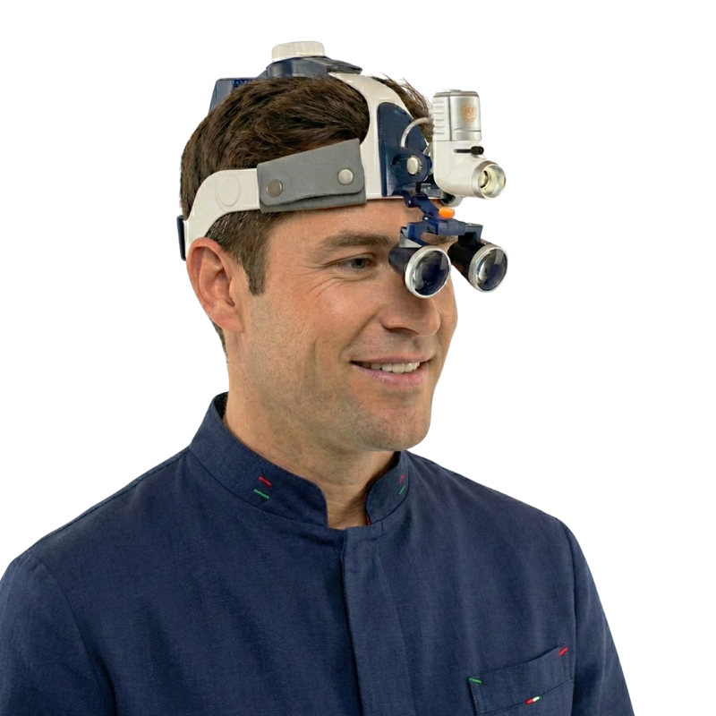 Lupa Quirúrgica con Lentes de 2.5x/3.5x y Linterna Supe detalle técnico de alta calidad