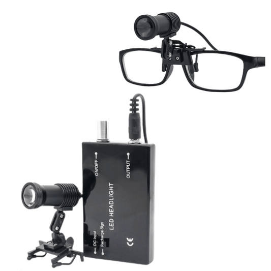 Lámpara Frontal X1 con Soporte para Utilizar con Lupas — vista frontal profesional