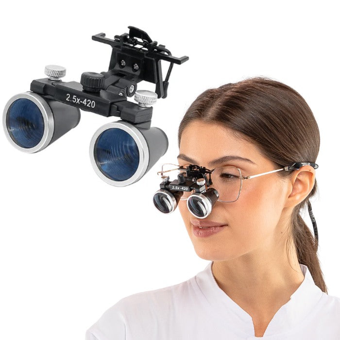 Lupa X1 Mini con lente de 2,5x o 3,5x y Clip para Monta — vista frontal profesional