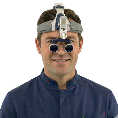 Lupa Quirúrgica con Lentes de 2.5x/3.5x y Linterna Supe con accesorios incluidos