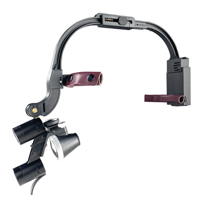 Kit Completo Lupa M1 con lentes de 2.5x y 3.5x + Maletí usado por odontólogo en clínica