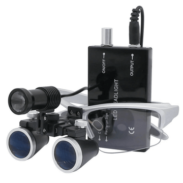 Lupa X1 con Lentes de 2.5x o 3.5x y Lámpara Frontal de 5 Watts